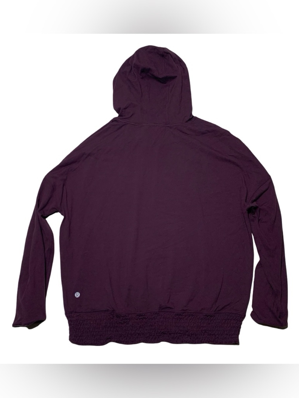 Lululemon Hoodie Pullover Sweater Women's Burgundy Plum Smocked Trim Size 12 - Picture 2 of 8